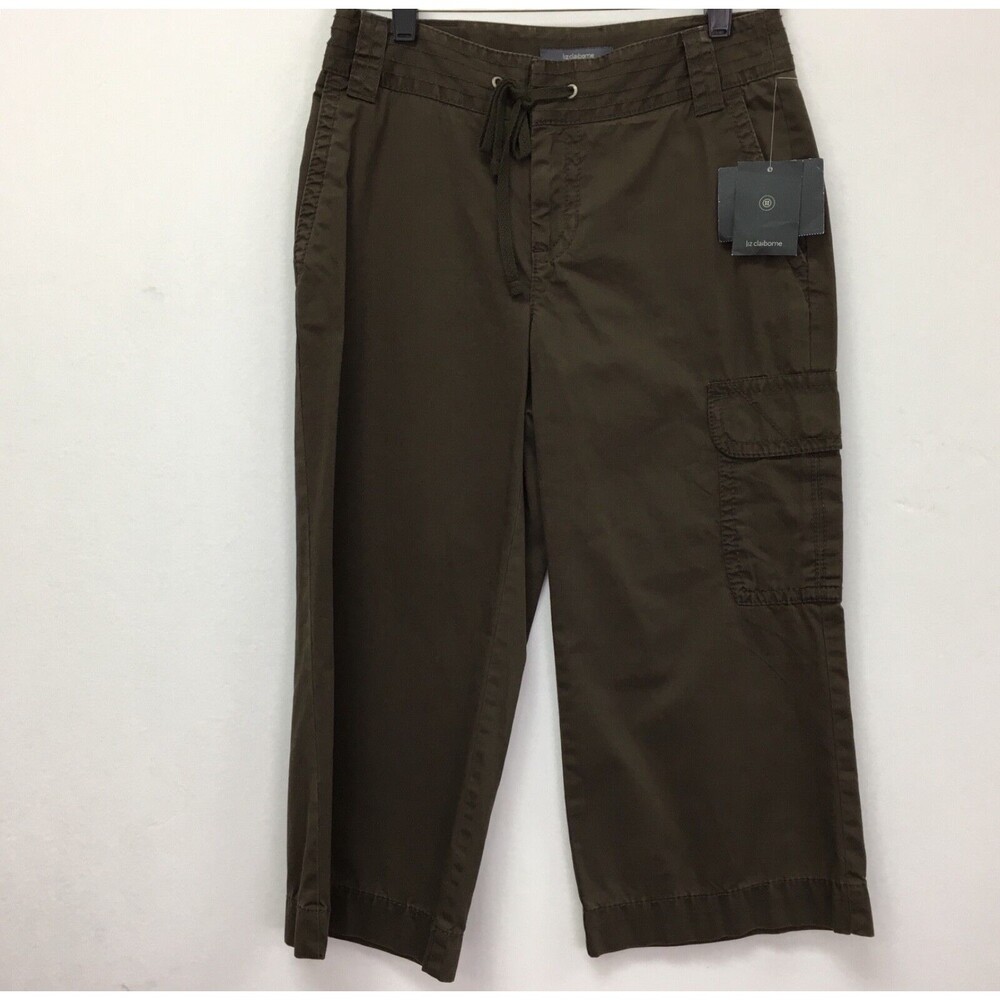 Liz Claiborne Women's Pants 4‎ Petite 4P Brown Contour Waistband Audra NWT